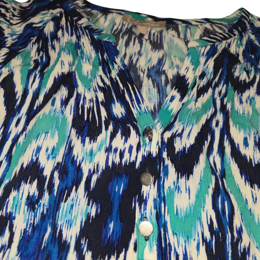 Banana Republic Womens Size 0 Shirt Dress Roll Tab Long Sleeves‎ Blue Green Mini - Picture 5 of 14